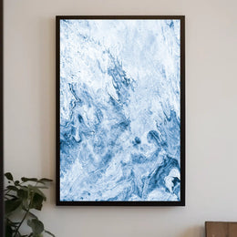 Serene Blue Abstract Marble Waves Art Poster