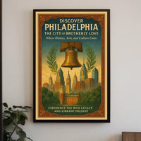 Philadelphia Vintage Liberty Bell Skyline Poster