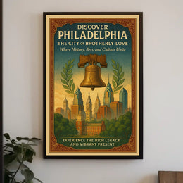 Philadelphia Vintage Liberty Bell Skyline Poster