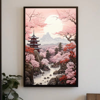 Serene Japanese Cherry Blossoms Travel Poster