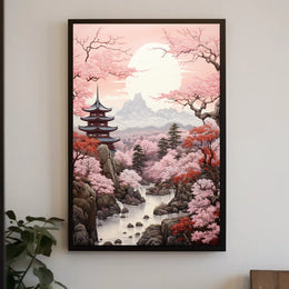 Serene Japanese Cherry Blossoms Travel Poster