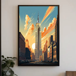 Empire Sunset Skyscraper Travel Poster