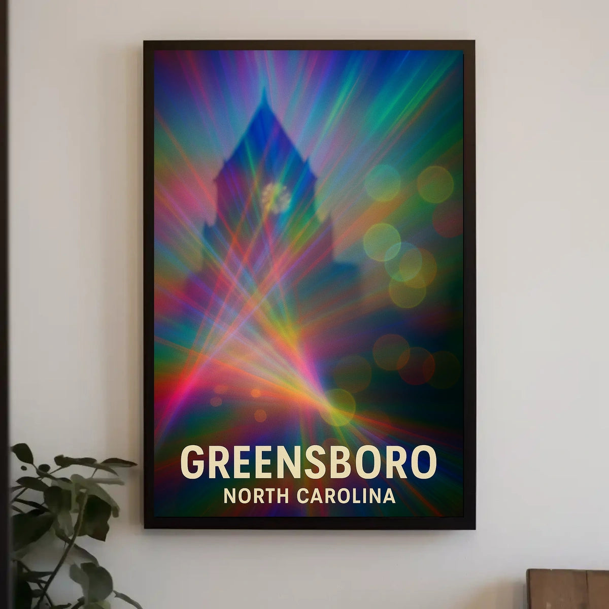 Greensboro North Carolina Vibrant Cityscape Travel Art Impressionism Urban Skyline Wanderlust Inspiration Poster