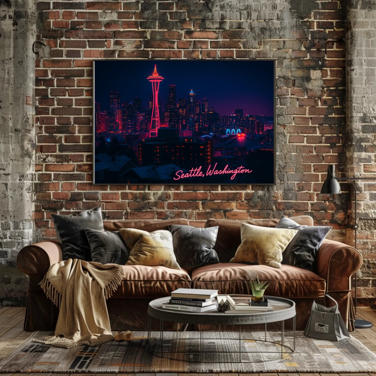Neon Night in Seattle Poster