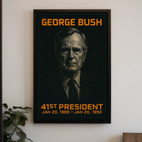 George H. W. Bush 41st President of the United States Techno Schematic Poster