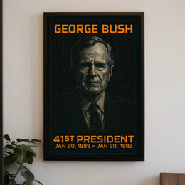 George H. W. Bush 41st President of the United States Techno Schematic Poster