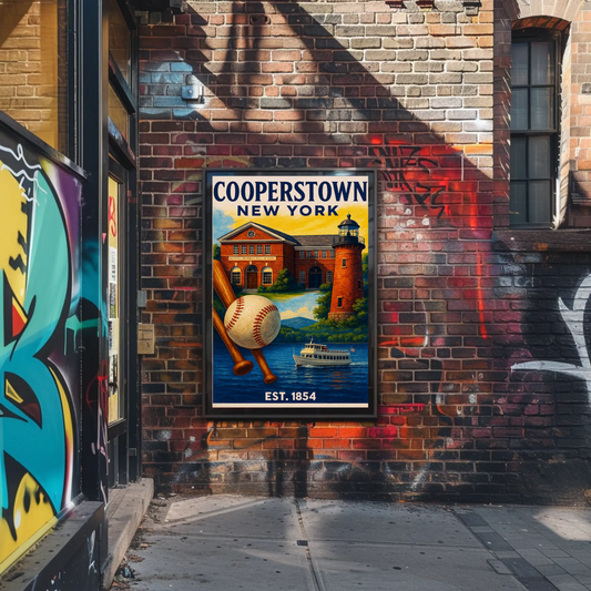 Cooperstown Baseball Hall Of Fame Travel Poster