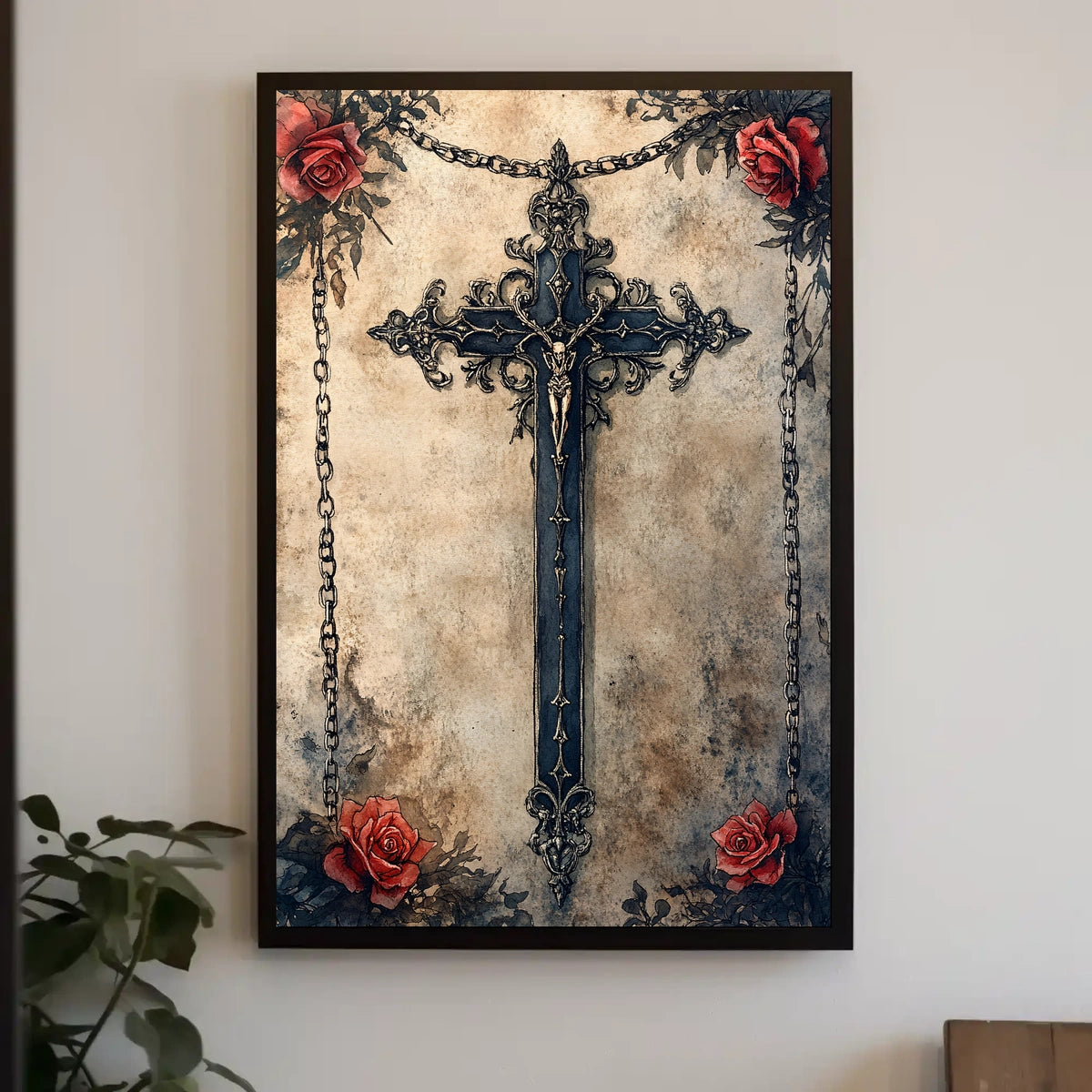 Intricate Christian Symbolism Cross Poster