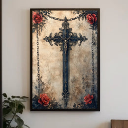 Intricate Christian Symbolism Cross Poster