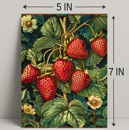Vintage Strawberry Botanical Art Illustration Poster