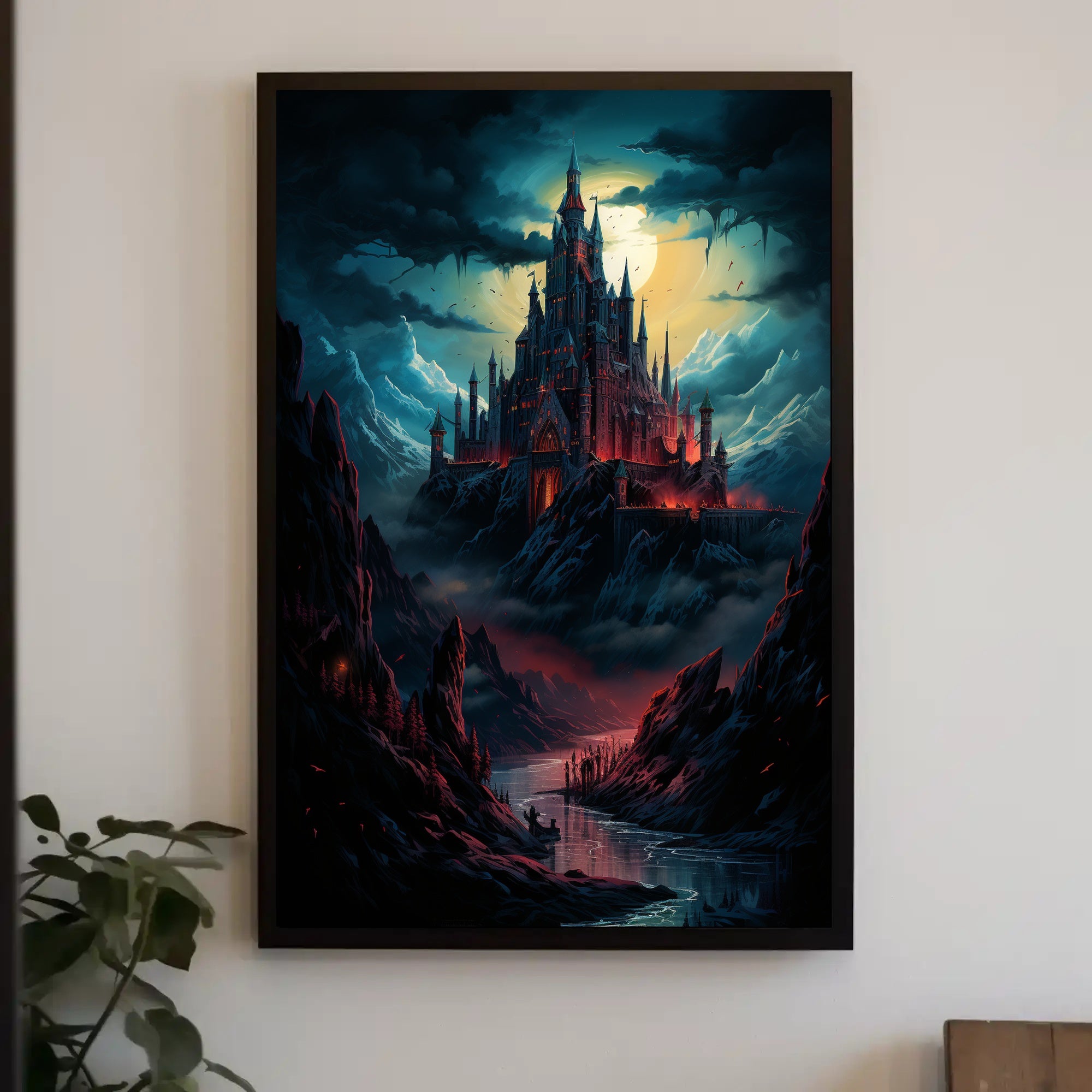 Castle Under The Moonlight Poster