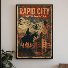 Rapid City Scenic Mount Rushmore Travel Poster