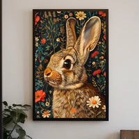 Whimsical Rabbit Floral Wonderland Poster