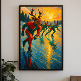 Reindeer Speed Skating on Surreal Frozen Lake