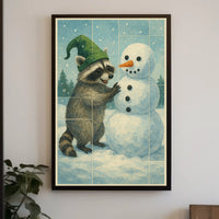 Winter Wonderland With Raccoon Poster