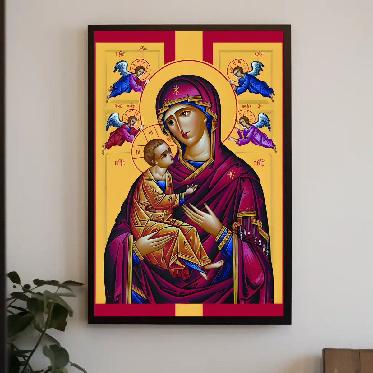 Iconic Representation of Mary and Child Poster
