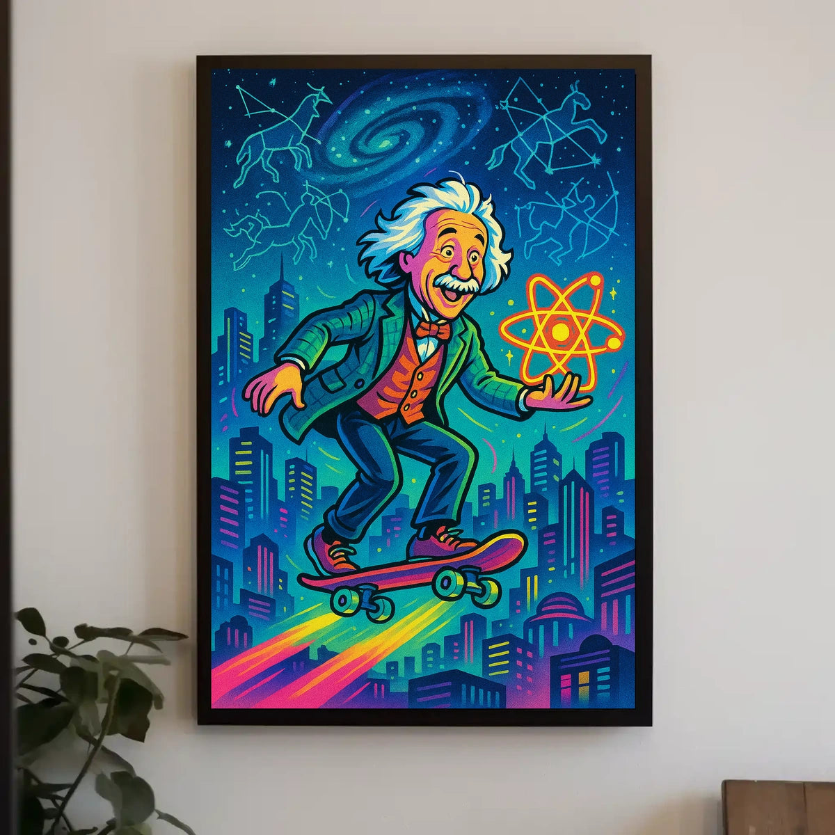 Cosmic Einstein on a Skateboard Poster