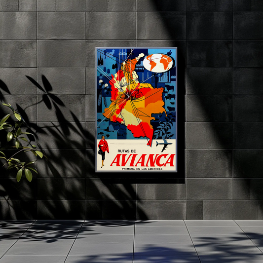 Avianca Rutas de Avianca Travel Poster (1961)