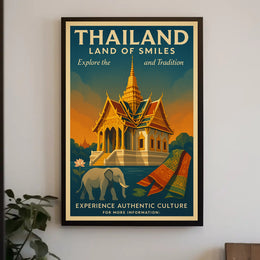 Thailand Vintage Travel Poster for Cultural Heritage Enthusiasts