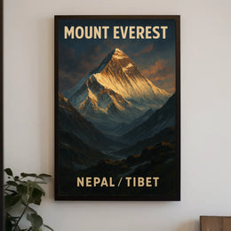 Mount Everest Vintage Travel Himalayan Adventure Nostalgia Majestic Snowcapped Peak Poster