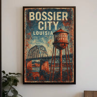 Bossier City Louisiana Scenic Wanderlust Cityscape Heritage Decor Collectible Souvenir Wall Art Poster