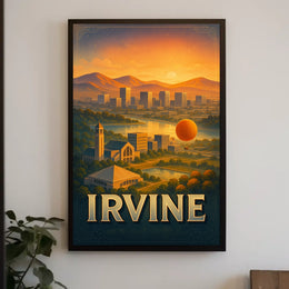 Irvine Scenic View Hot Air Balloon City Skyline Mountains Poster