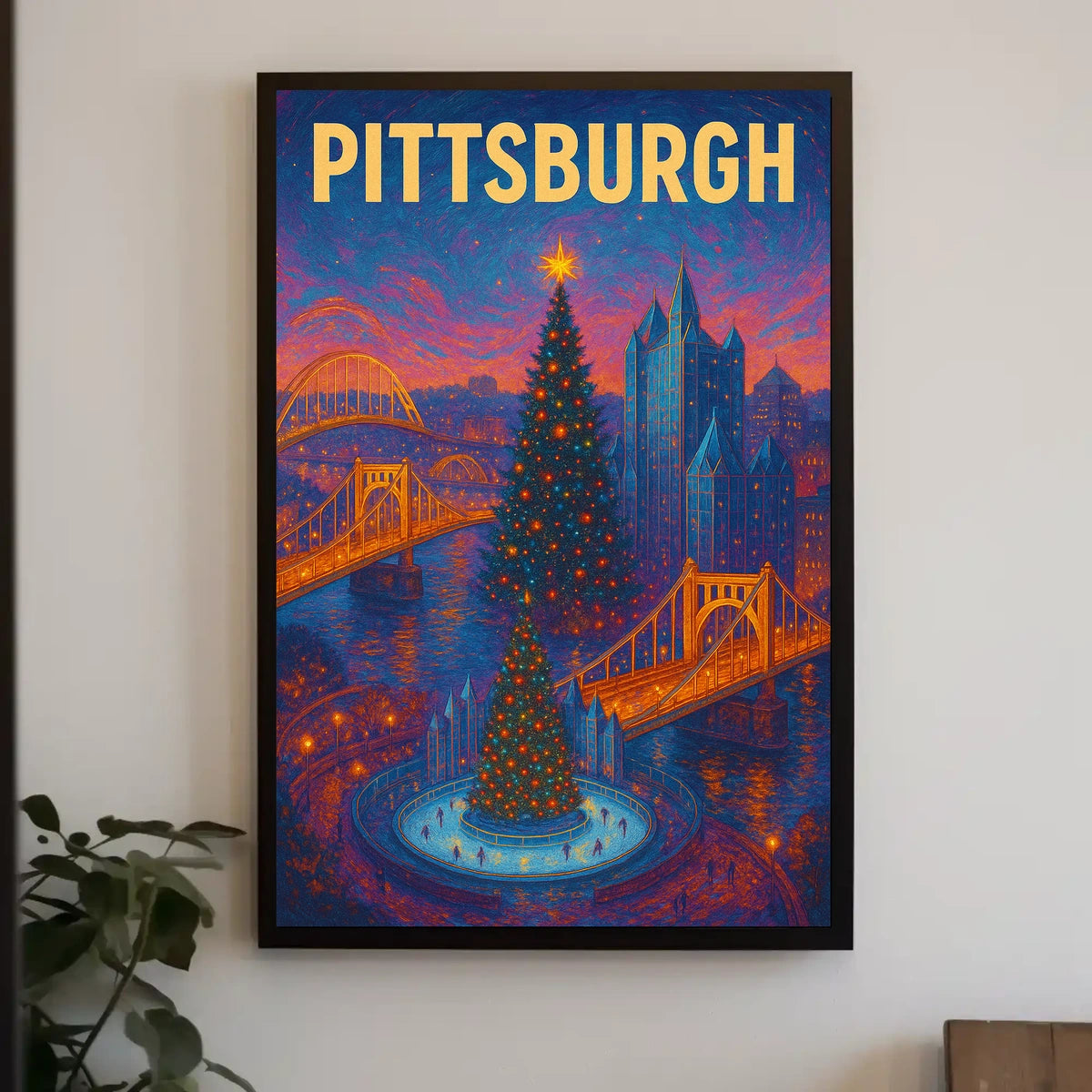 Pittsburgh Holiday Scene Poster