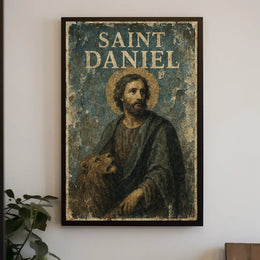 Vintage Saint Daniel Religious Art Poster