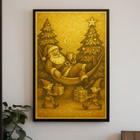 Festive Vintage Santa Christmas Scene Artistic Poster