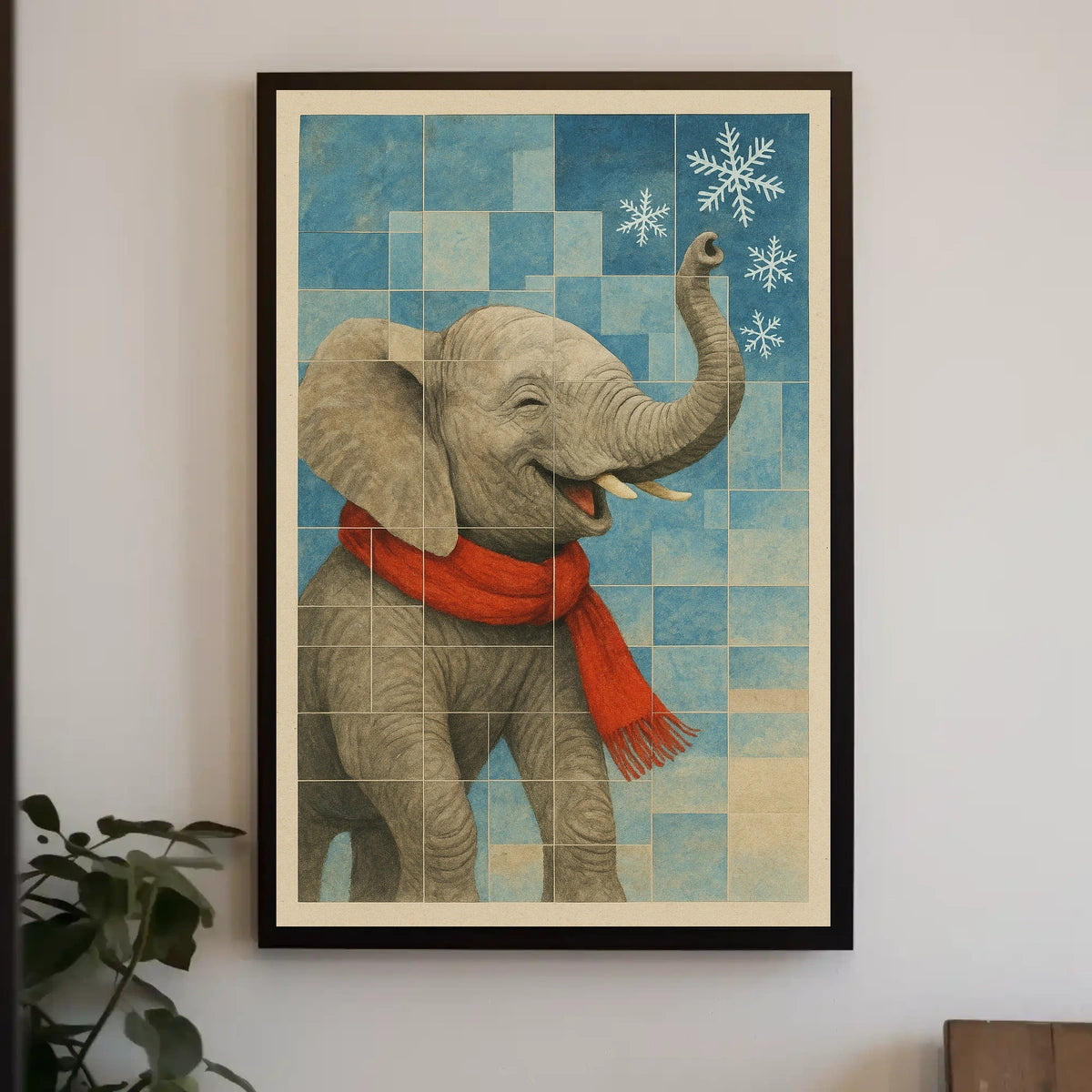 Winter Elephant Delight Poster