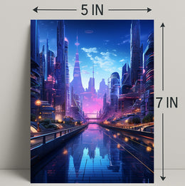 Futuristic Cityscape At Twilight Poster