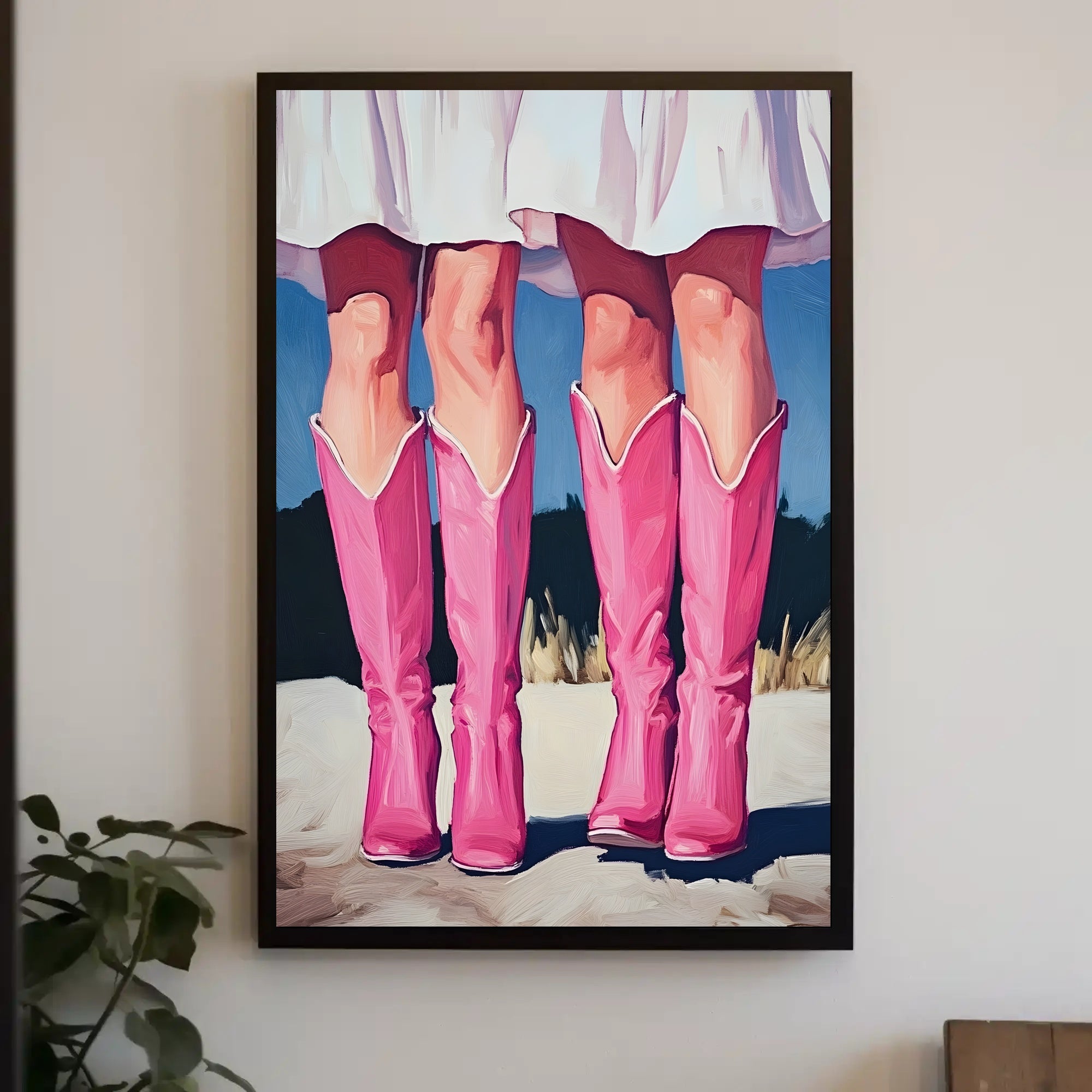 Pink Boots Wall Art Poster Vintage Feminine Print