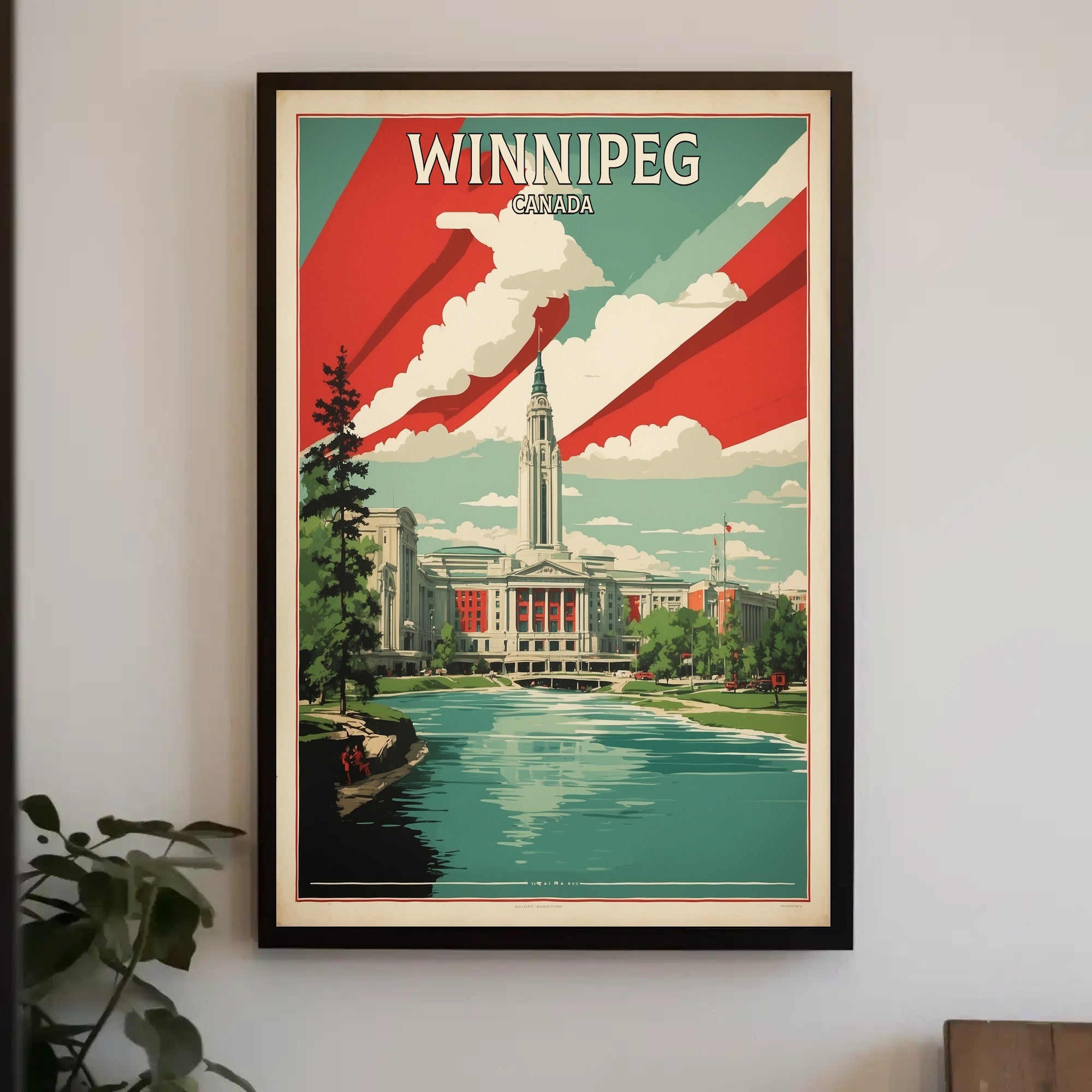 Winnipeg Architectural Scene Vintage Urban Cityscape Poster