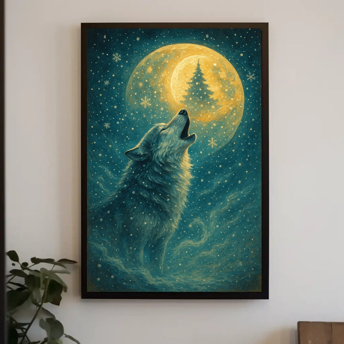 Howling Moon Wolf Poster