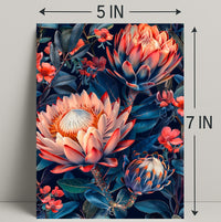 Vibrant Protea Flower Botanical Art Print - Artistic Poster