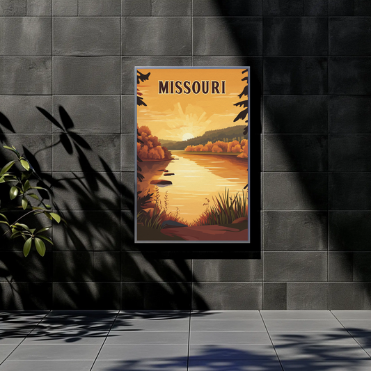 Missouri Autumn Lake Vintage Poster