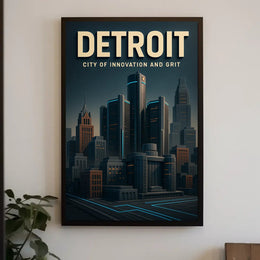 Detroit Modern Skyline: Urban or Cityscape Poster PosterGoat
