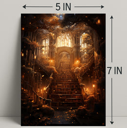 Enchanted Library Staircase Poster