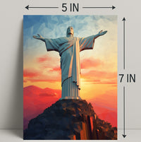 Christ The Redeemer At Sunset Poster