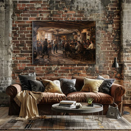 19th-Century European Tavern Scene Art Poster