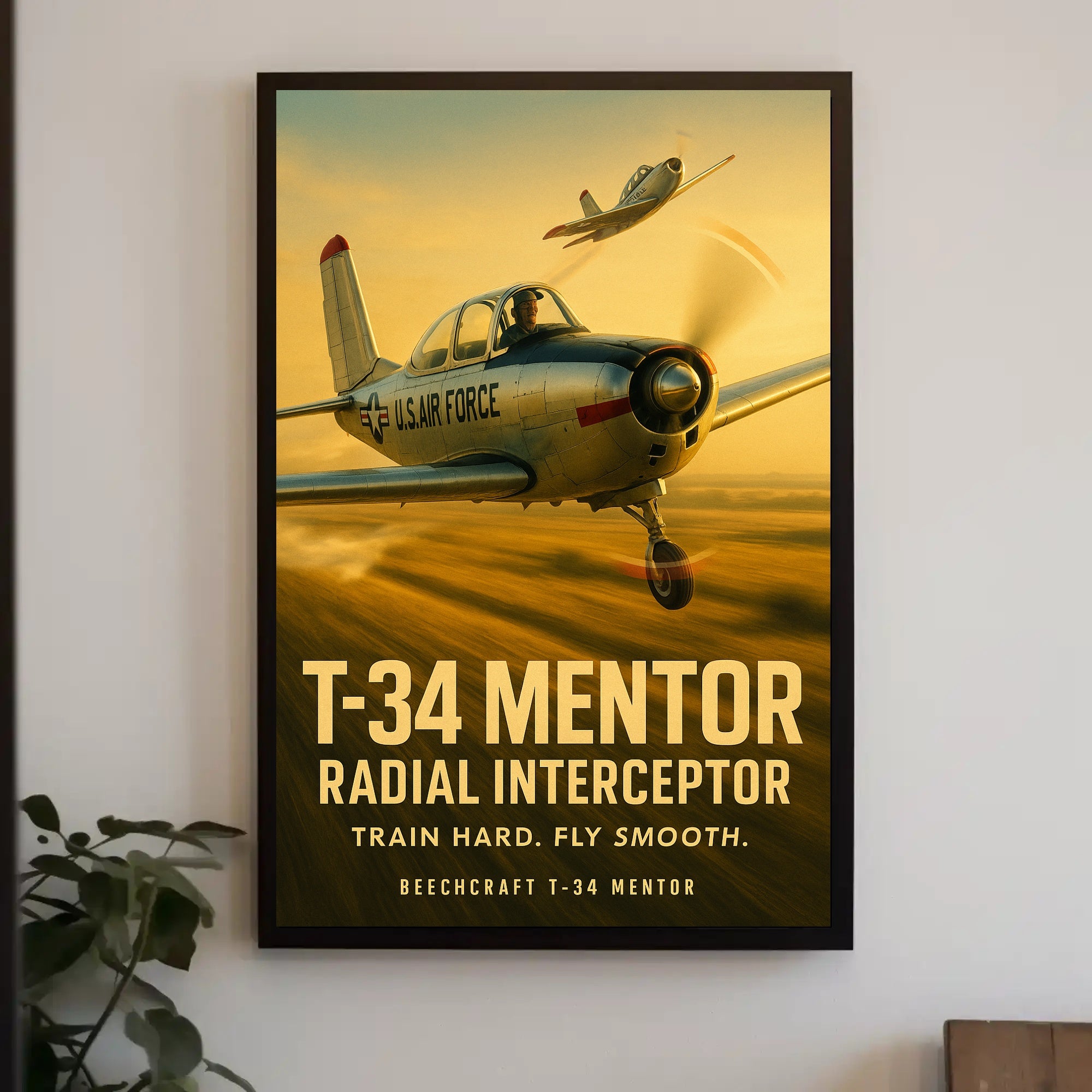 Beechcraft T-34 Mentor Mid-Century Military Poster