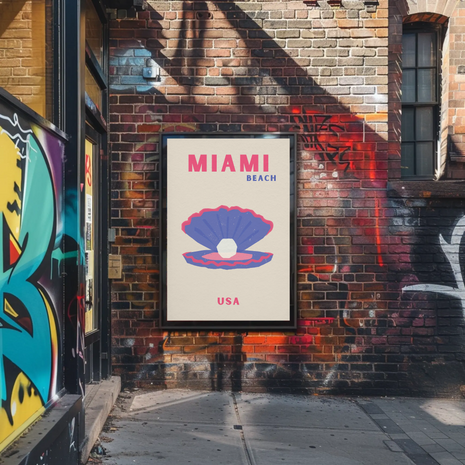 Miami Beach Modern Coastal Travel Poster