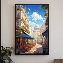 Parisian Street Scene: Vibrant European City Poster