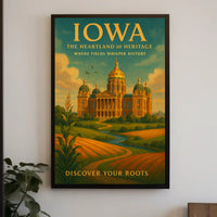Discover Your Roots: Iowa Heritage Travel Poster