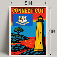 Connecticut Lighthouse and State Emblem Poster PosterGoat