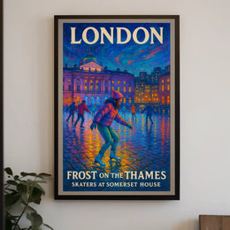 Frost On The Thames Skaters At Poster