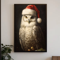 Festive Owl In Santa Hat Poster
