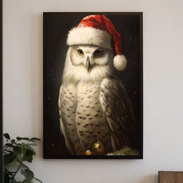 Festive Owl In Santa Hat Poster