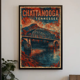 Chattanooga Skyline Vintage Travel Poster