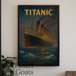 Titanic Voyage Vintage Historical Illustrated Poster